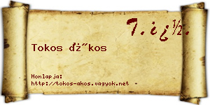 Tokos Ákos névjegykártya